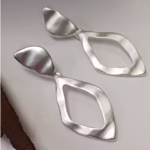 Silver Abstract Diamond Drop Earrings