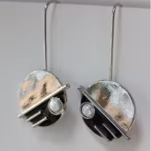 Mixed Metal Pearl Dome Earrings