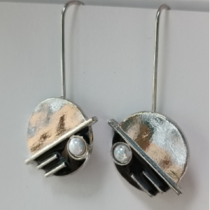 Mixed Metal Pearl Dome Earrings