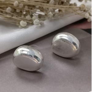 Silver Dome Stud Earrings
