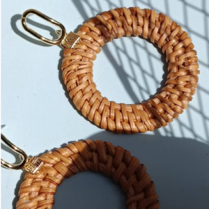 Brown Rattan Hoop Earrings