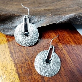 Silver Textured Disc Earrings