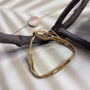 Brown White Acrylic Beaded Bracelet