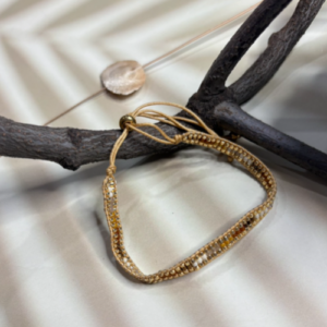 Brown White Acrylic Beaded Bracelet