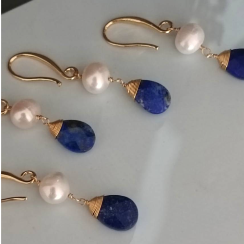 Pearl In Cosmic Blue Horizon Earrings