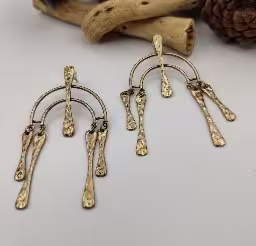 Gold Arch Fringe Drop Earrings