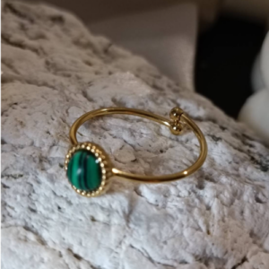Gold Green Oval Ring