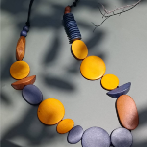 Mustard Lavender Pebble Necklace