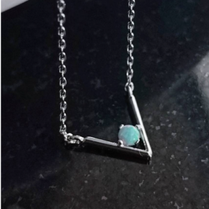 Silver Bar Stone Necklace