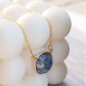 Blue Oval Stone Necklace