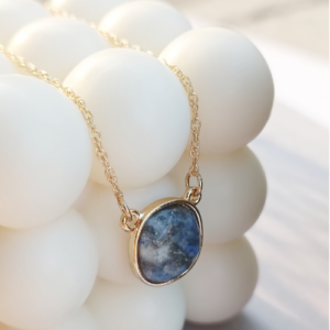 Blue Oval Stone Necklace