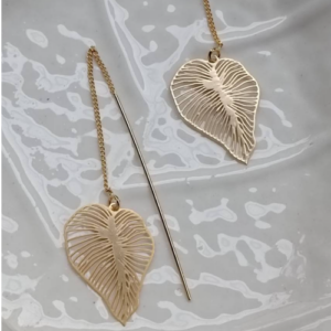 Golden Leaf Drop Earrings