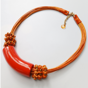 Orange Cord Statement Necklace