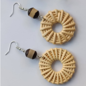 Natural Rattan Circle Earrings