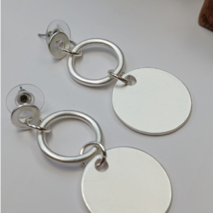 Silver Disc Link Earrings