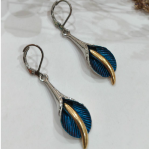 Blue Leaf Drop Earrings