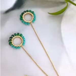 Green Halo Drop Earrings