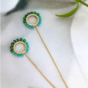 Green Halo Drop Earrings
