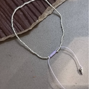 Lilac Silver Beaded Bracelet