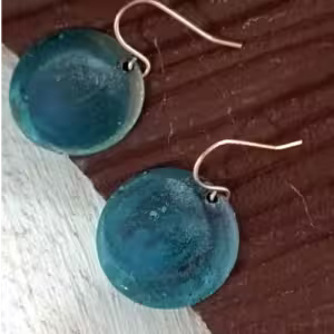 Turquoise Ripple Disc Earrings