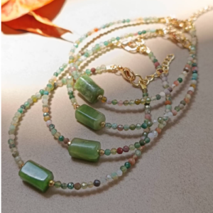 Olive Green Charm Stone Bracelet