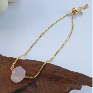 Pink Raw Stone Slider Bracelet
