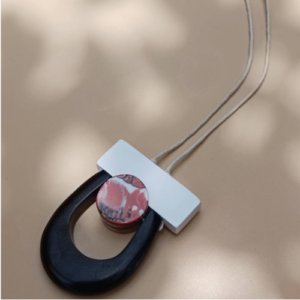 Black Teardrop Wood Necklace