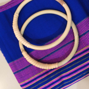 Blue Pink Striped Cloth Handle Bag