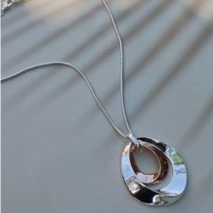 Mixed Metal Circle Pendant Necklace