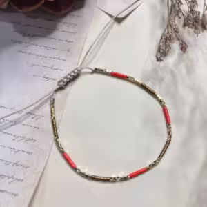Orange Brown Acrylic Beaded Bracelet
