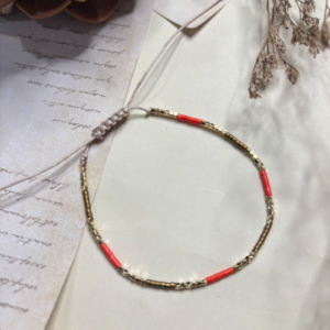 Orange Brown Acrylic Beaded Bracelet