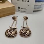 Gold Coin Link Drop Earrings
