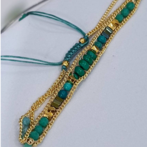 Emerald Green Stone Wrap Bracelet