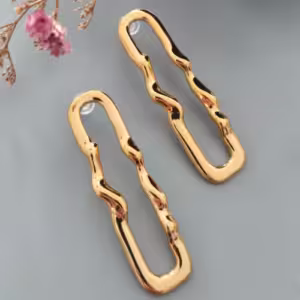 Gold Organic Link Drop Earrings