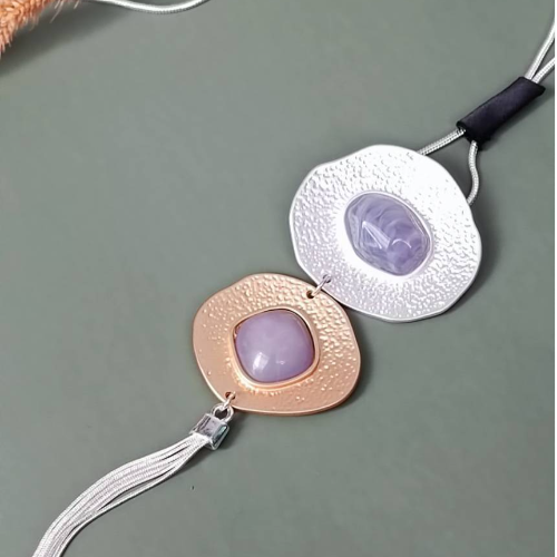 Lilac Stone Disc Necklace