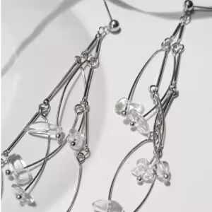 Silver Droplet Acrylic Earrings