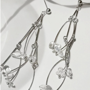 Silver Droplet Acrylic Earrings