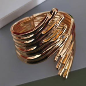 Golden Layered Spike Cuff Bracelet