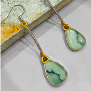 Aqua Teardrop Stone Earrings
