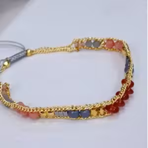 Amber Grey Stone Wrap Bracelet