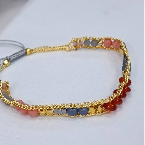 Amber Grey Stone Wrap Bracelet