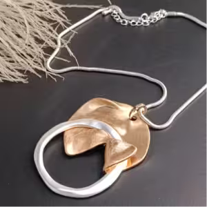 Mixed Metal Abstract Pendant Necklace