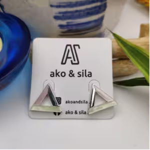 Pink Triangle Stud Earrings