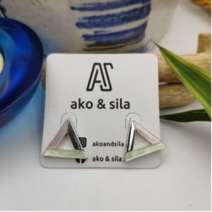 Pink Triangle Stud Earrings