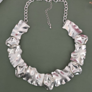 Silver Organic Plate Collar Necklace