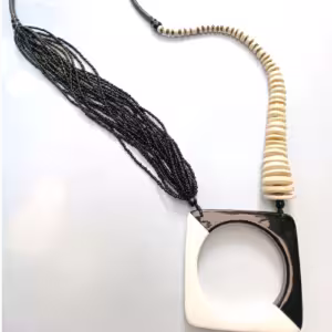 Black Tassel Geometric Necklace