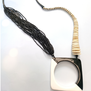 Black Tassel Geometric Necklace