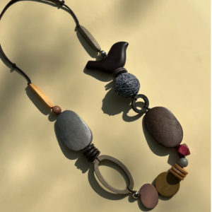 Abstract Bead Wood Necklace