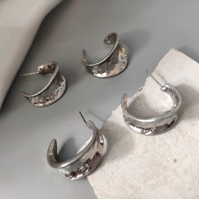 Silver Crescent Hoop Earrings
