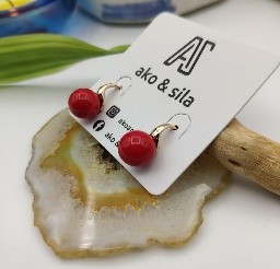 Red Ball Hook Earrings